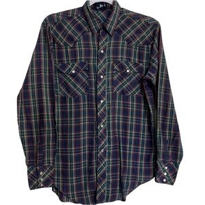 Pierre Bonée Mens Western Wear Vintage Pearl Snap Long Sleeve Size S